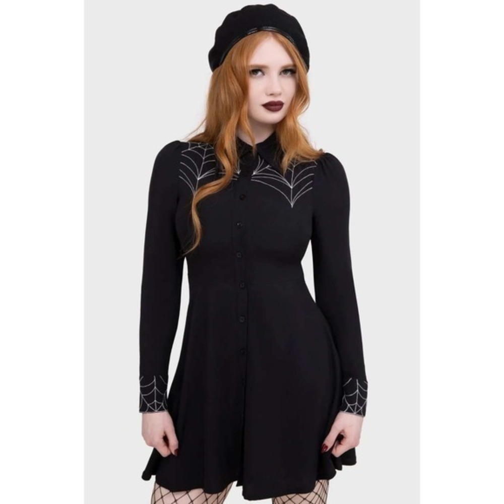 Killstar black spider swinger dress small pinup, rockabilly, psychobilly